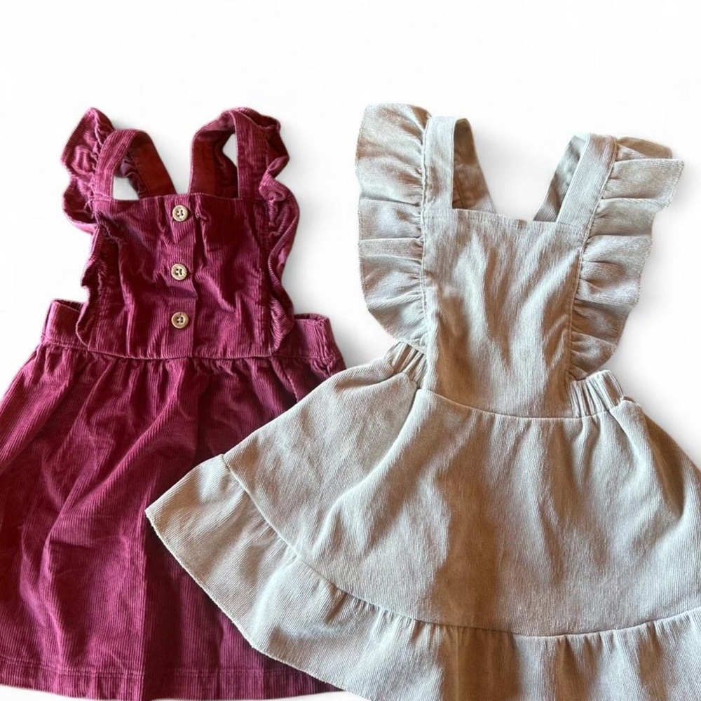 *2 for $20* Two Girls Pinafore Style Dresses Lot Western Prairie Ruffle Summer